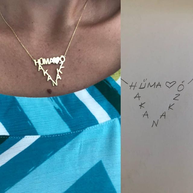 üçgen dizayn isimli aile kolyesi, üçgen kolye | VoVeBoX | Gümüşten Gümüş