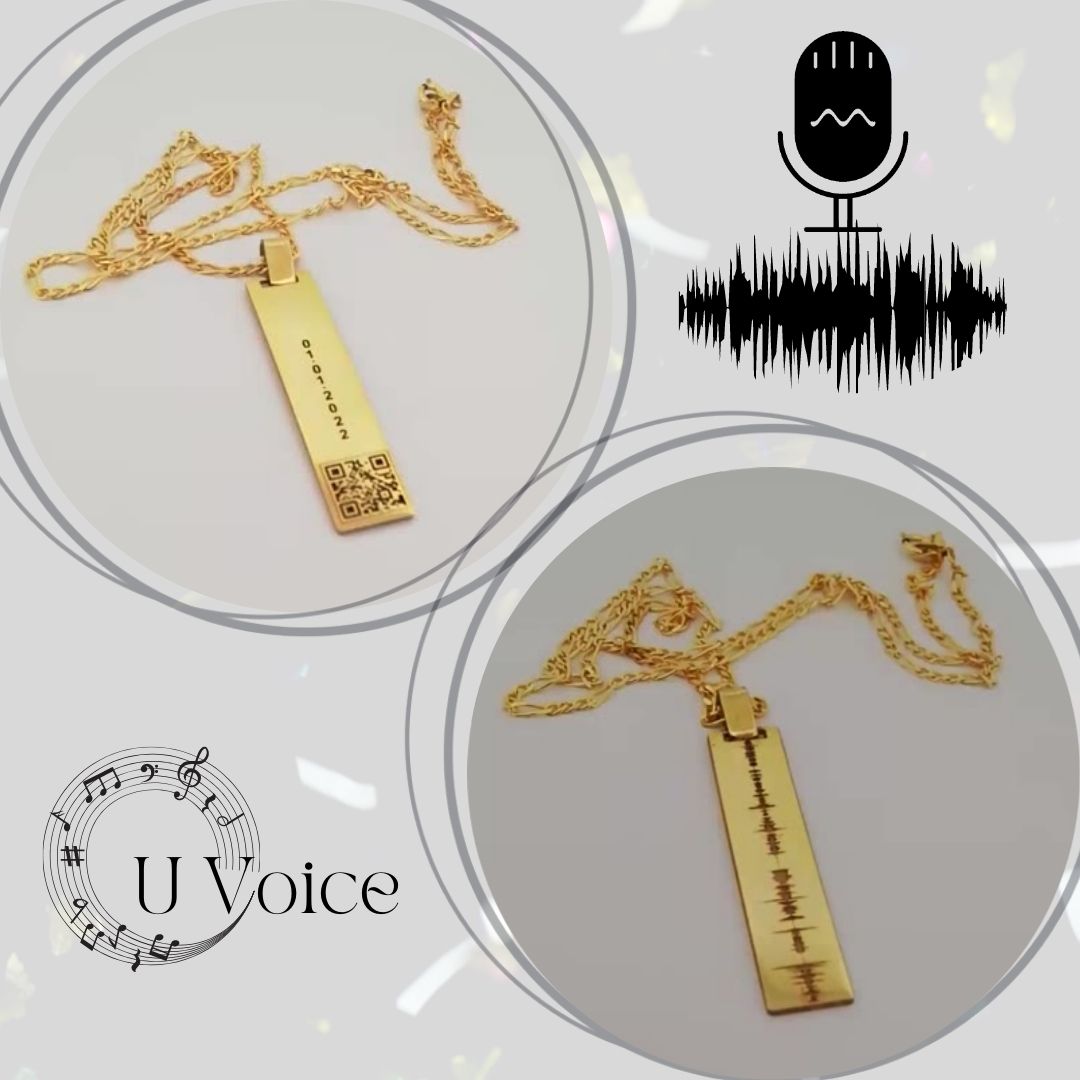 Male Audio Necklace, QR Square Coded Audio Necklace