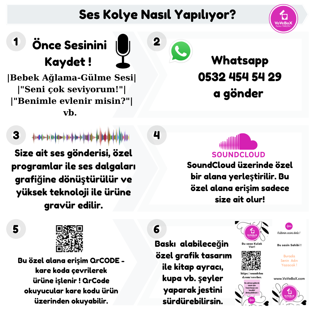 Kalpli Kare Kodlu Ses Kolye | VoVeBoX | Gümüşten Gümüş