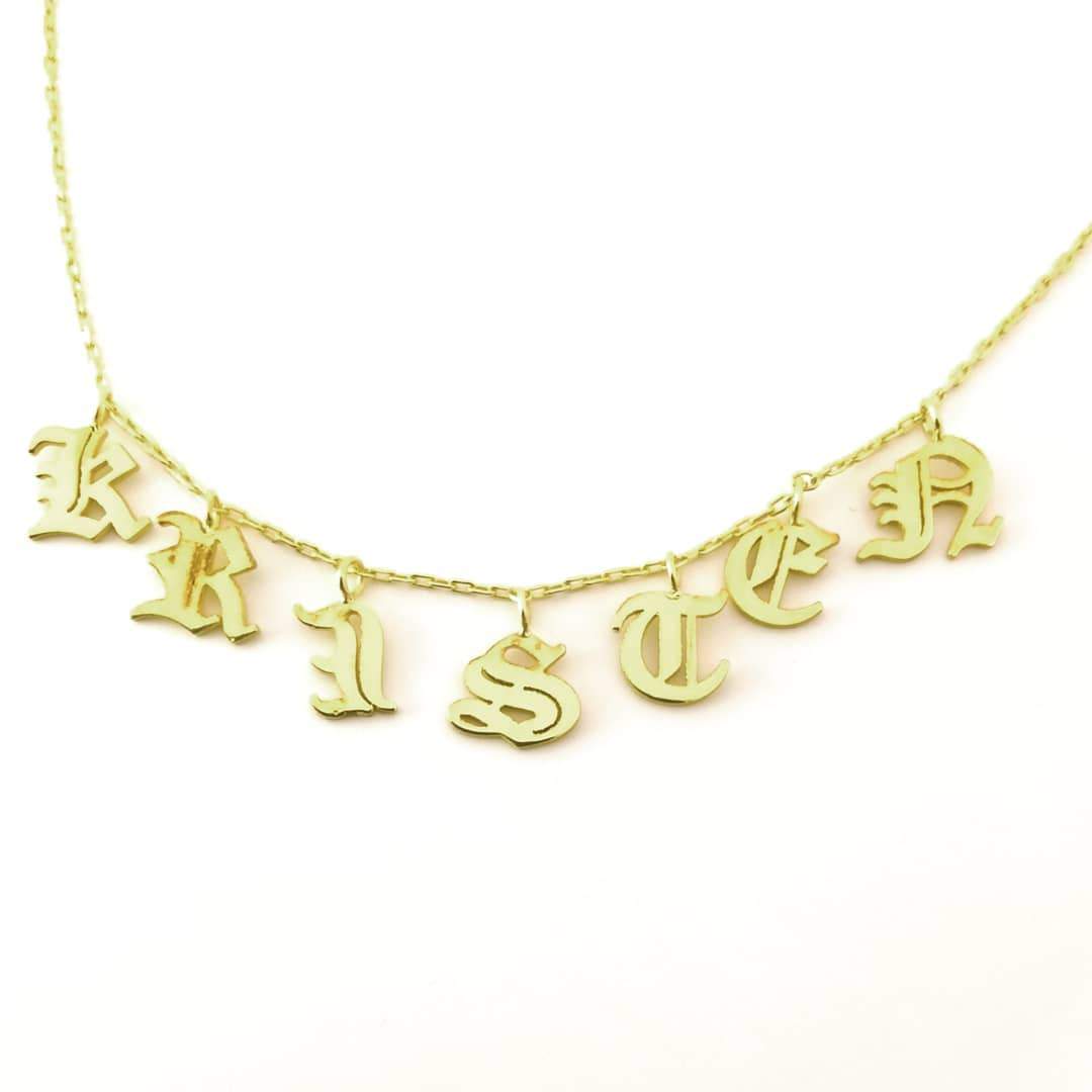 , Gotik isimli harf Kolye | VoVeBoX | Gümüşten Gümüş